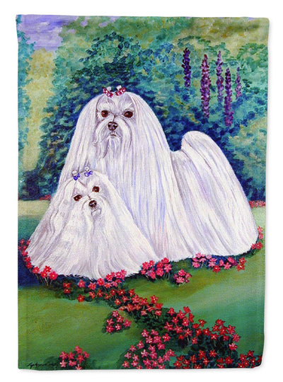Maltese and puppy Garden Beauties Garden Flag – Decorative Outdoor Yard Flag