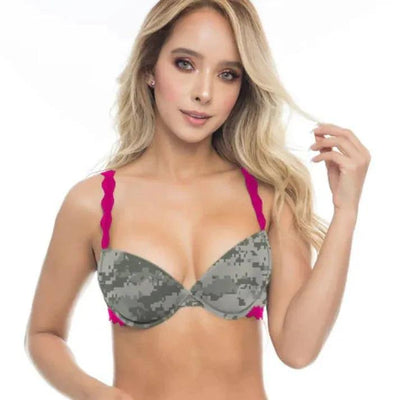 Women's Pink Camo Hunting Bra - Atlas Fuchsia Lace T-Shirt Bra - Wilderness Dreams