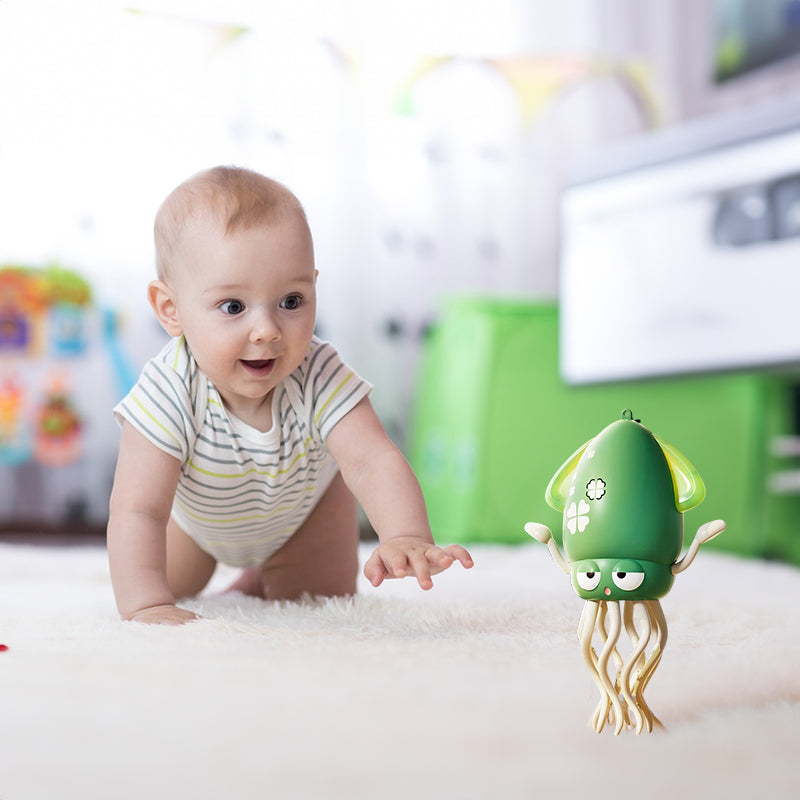 Creative Dancing Squid: auto-sense, obstacle-avoid e-pet with music, lights, rechargeable & interactive gift.