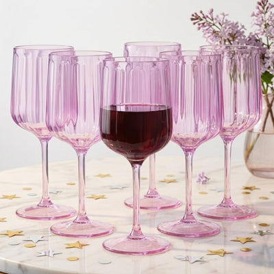 Khen Acrylic Lucia Stemmed Goblets - Set of 6 | 14oz | Lilac