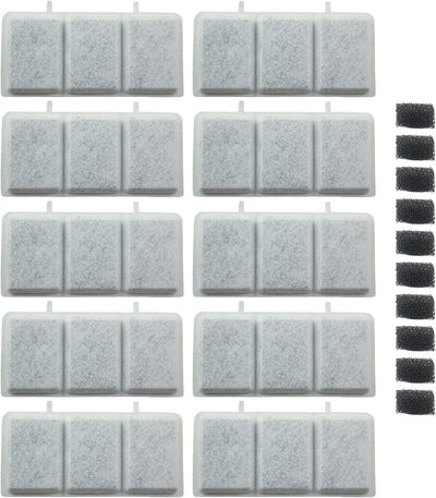 PET STANDARD Replacement Water Filter & 10 Pack Replacement Pre-Filter Sponges Compatible with Petory® 74oz/2.2L Automatic Pet Fountain, Pack of 10