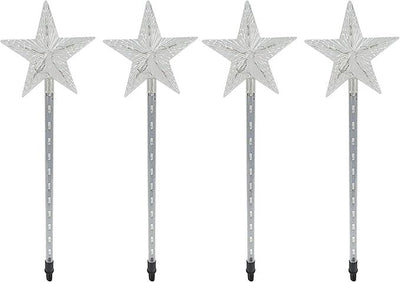 Alpine Corporation Holiday Décor Shooting Star Garden Stake with LED Lights, 4-Pack, Christmas Decoration