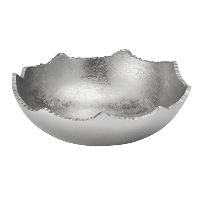 Decorative Silver Moon Decorative Metal Torn Hammered Asymmetrical Centerpiece Bowl