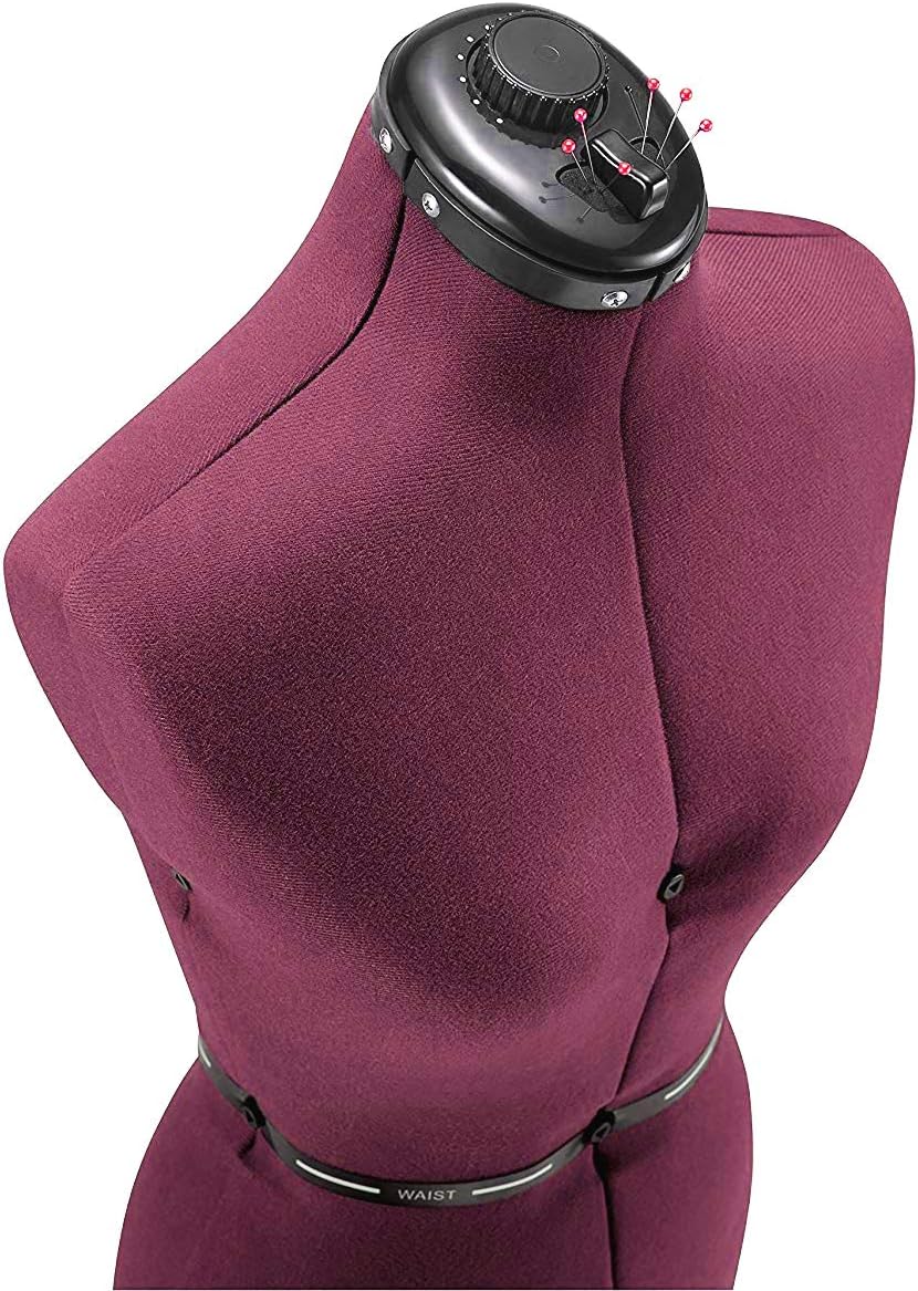 FAMILY DRESSFORM Medium Adjustable Mannequin Dress Form - Burgundy
