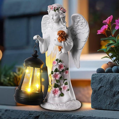 Solar Garden Decor - Angel Statues with Solar Lantern 8.7