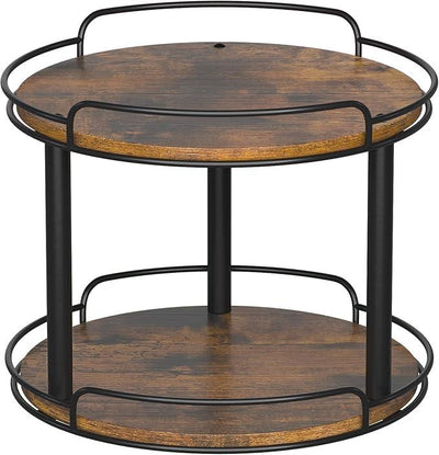LAMU 12.2'' Wood Lazy Susan Turntable Organizer for Cabinet, 2 Tier Lazy Susan Spice Rack Organizer for Kitchen, Table Top, Countertop, Pantry, Bathroom