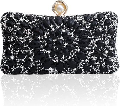 Sparkly Rhinestone Evening Clutch for Women - Luxury Handbag with Detachable Chain