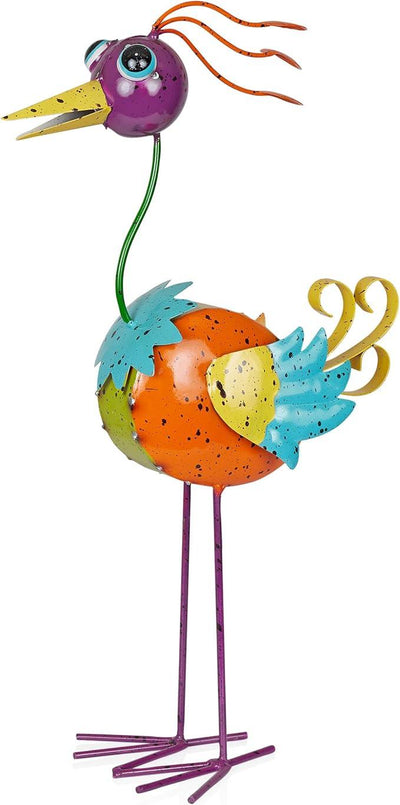 Alpine Corporation LAZ328HH Quirky Metal Rainbow Bird Decor, Animal Statue for Patio, Lawn & Garden, 21