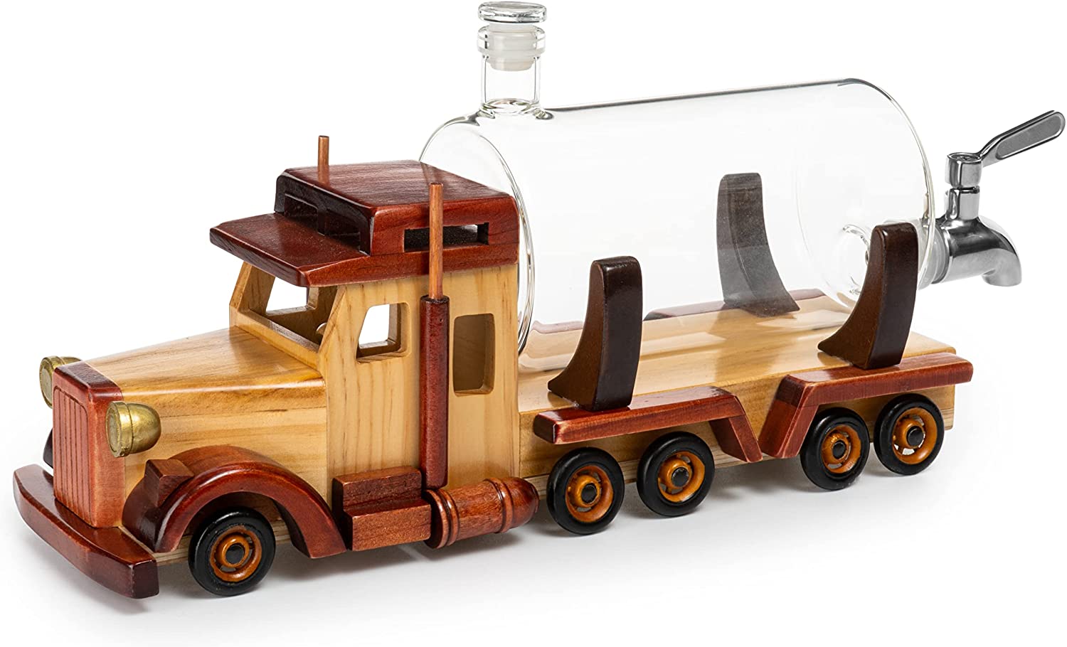 Truck Wine & Whiskey Decanter for Wine Bourbon Scotch or Whiskey Fathers Trucker Gift 1000ml 18