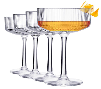 Barcelona Acrylic Champagne Coupe Cocktail Glassware, Set of 4
