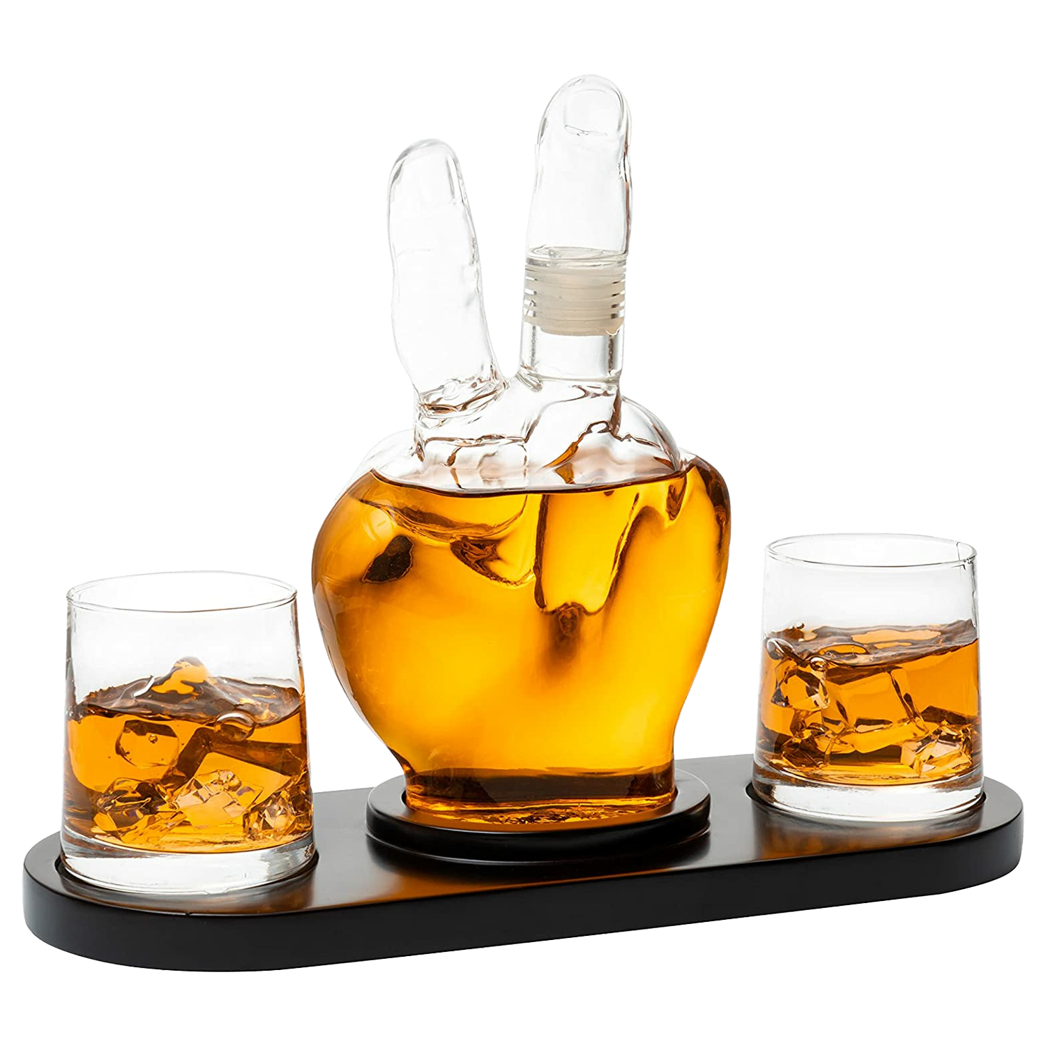 Peace Sign Wine and Whiskey Decanter 750ml With 2 10oz Glasses by The Wine Savant 9