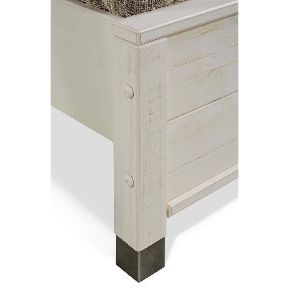 Baja Shabby White, Full Size, Panel Headboard, Platform Bed