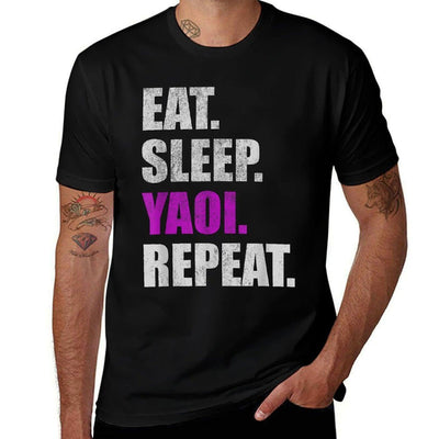 Eat Sleep Yaoi Repeat - Yaoi Boys Love Manga Cotton T-Shirt