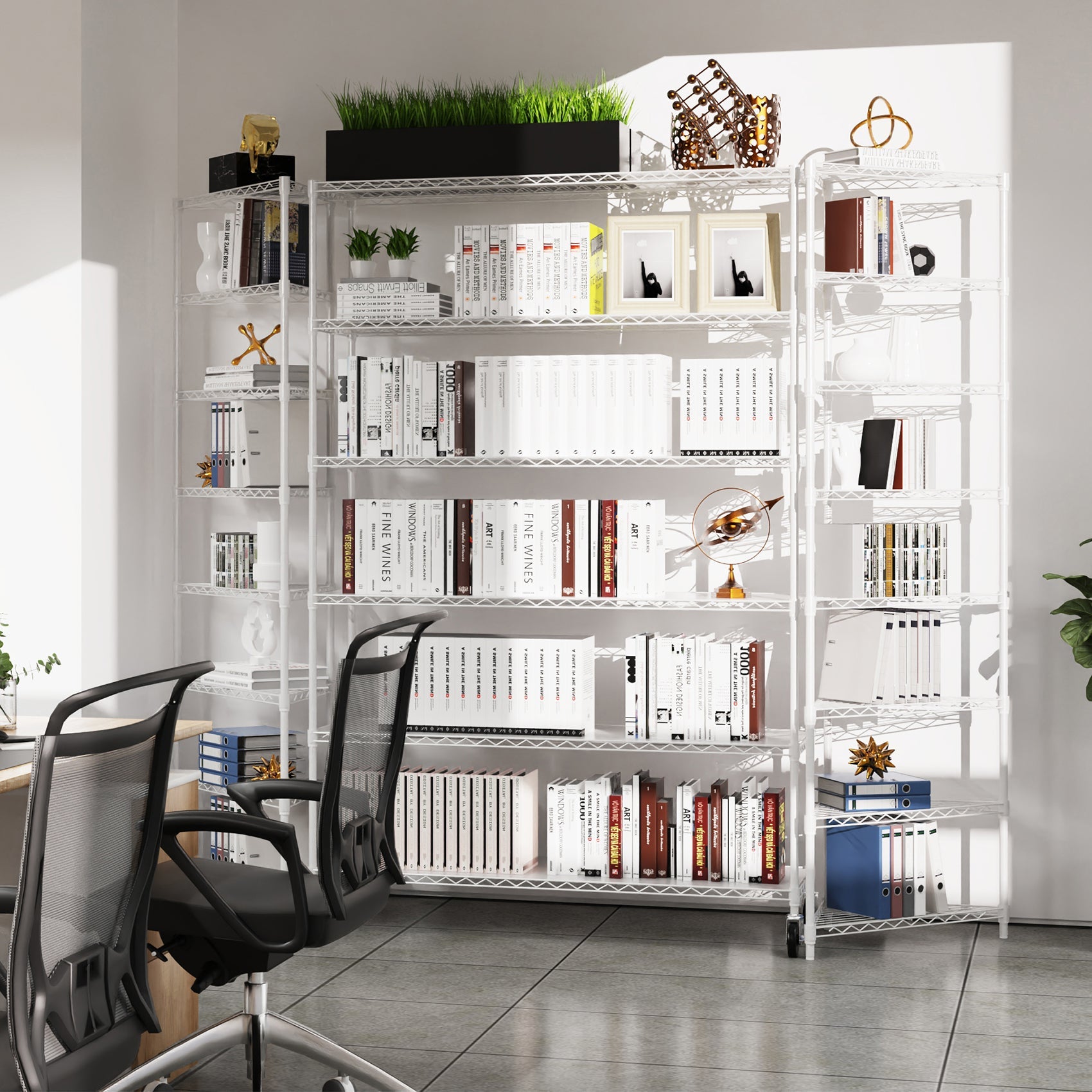 6 Tier Wire Shelving Unit 6000 LBS NSF Height Adjustable Metal Garage Storage Shelves with Wheels White