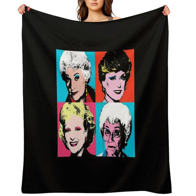 Golden Warhol Girls Easy Care Throw Blanket