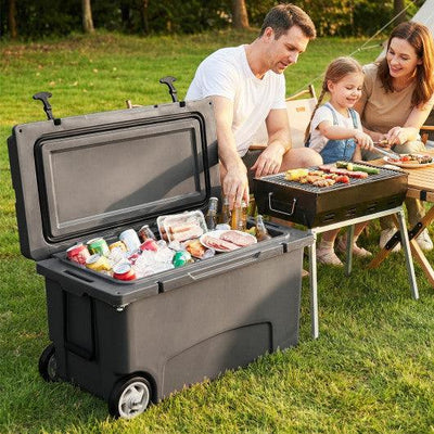 75 Quart Portable Hard Cooler with 6-Day Ice Retention and Wheels-Gray