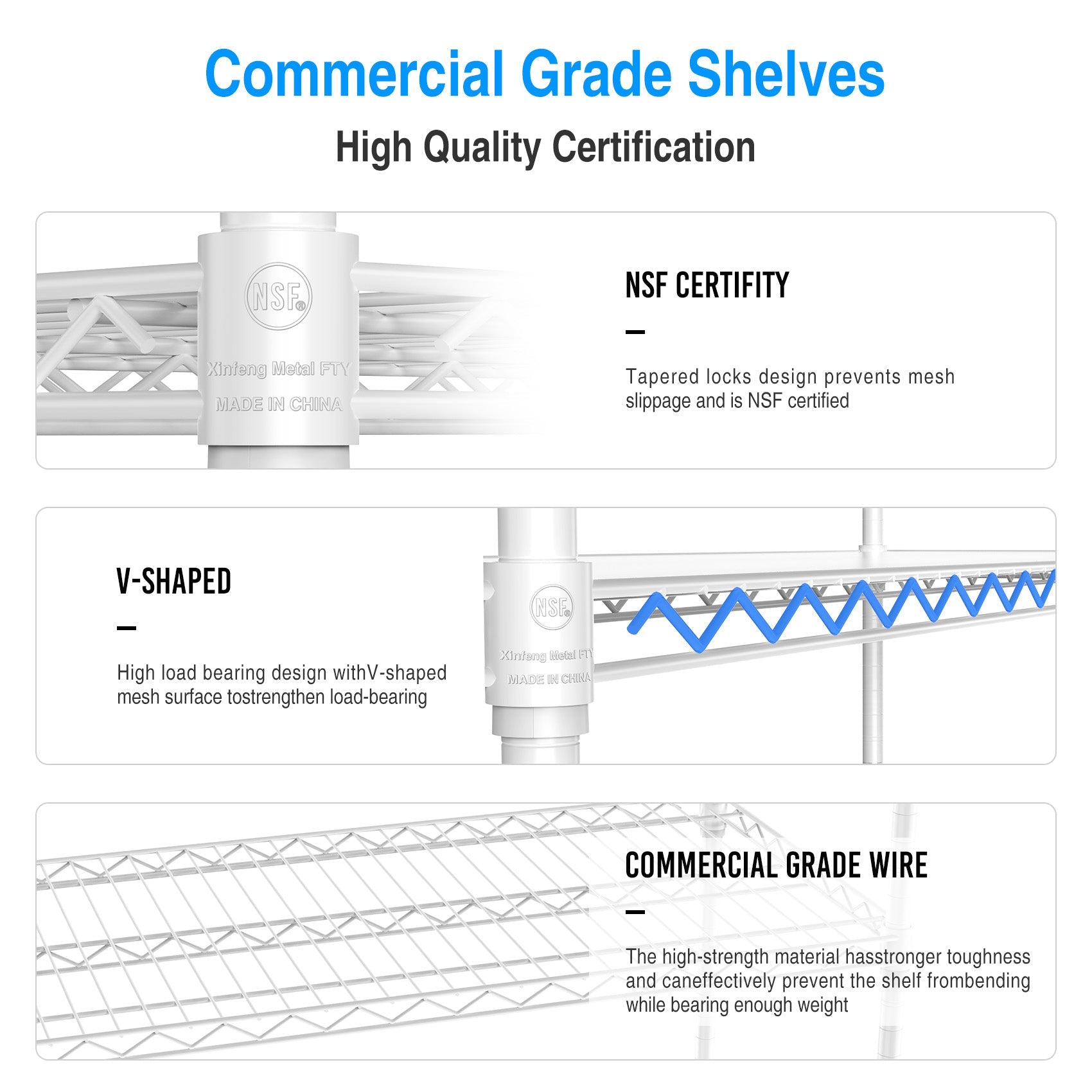6 Tier Wire Shelving Unit 6000 LBS NSF Height Adjustable Metal Garage Storage Shelves with Wheels White