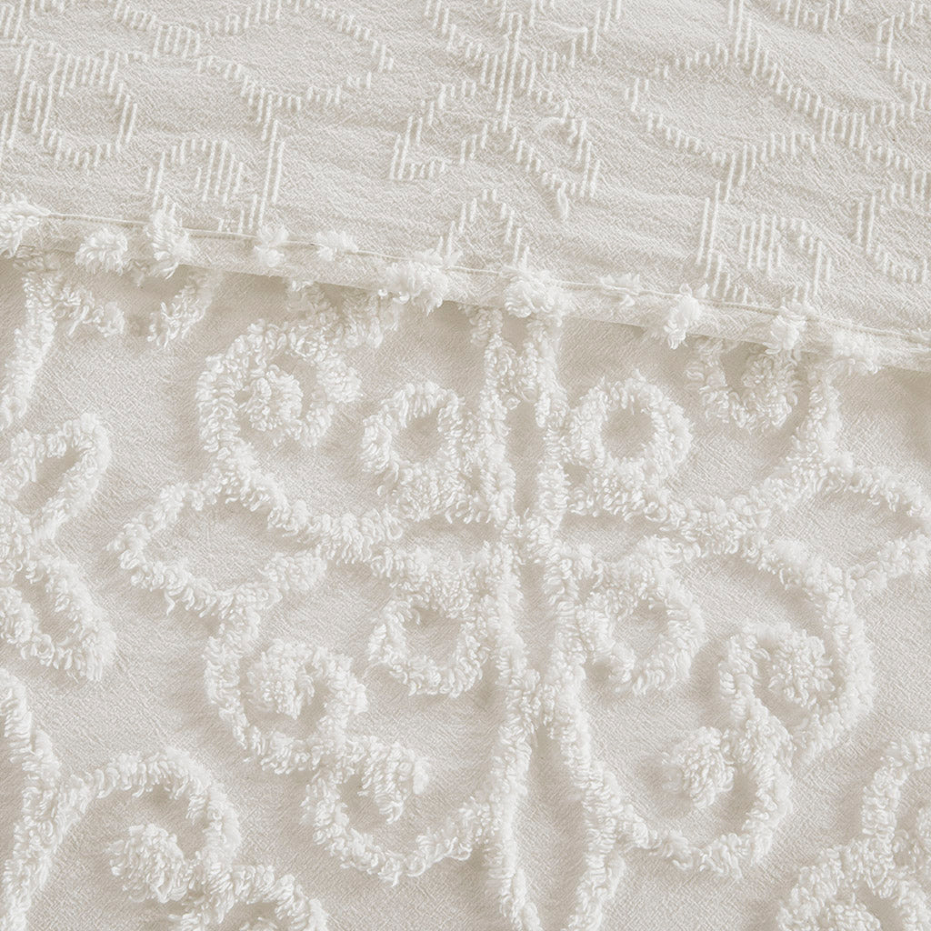 Sabrina 3 Piece Tufted Cotton Chenille Bedspread Set - Off White