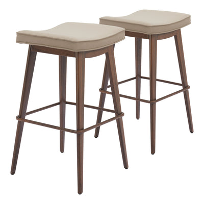 Divat Counter Stool (Set of 2) Beige & Walnut
