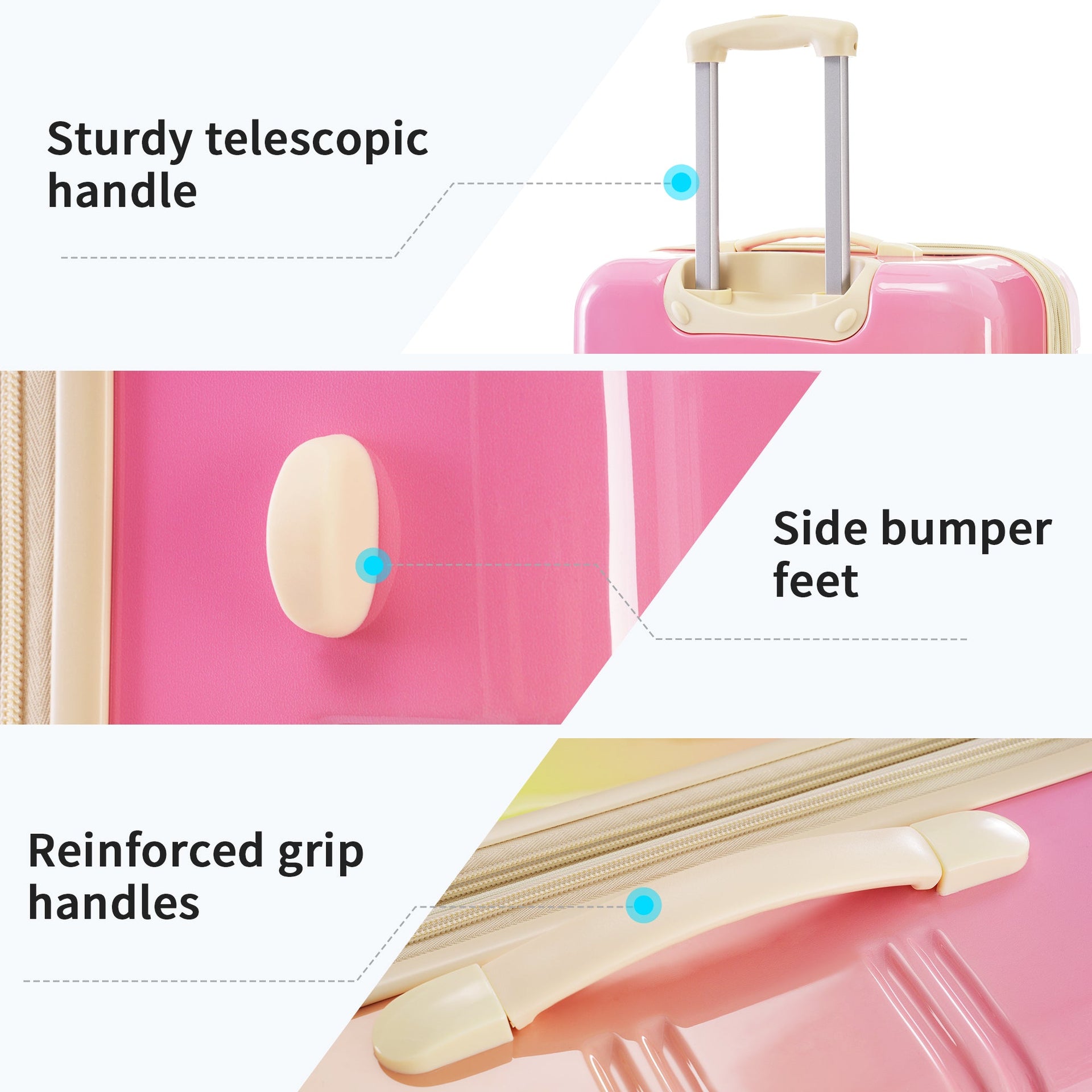 Hardshell Luggage Sets 3 Piece Gradient Color Expandable Suitcase with Spinner Wheels and TSA Lock Lightweight 20' 24' 28' Available,Pink+Green