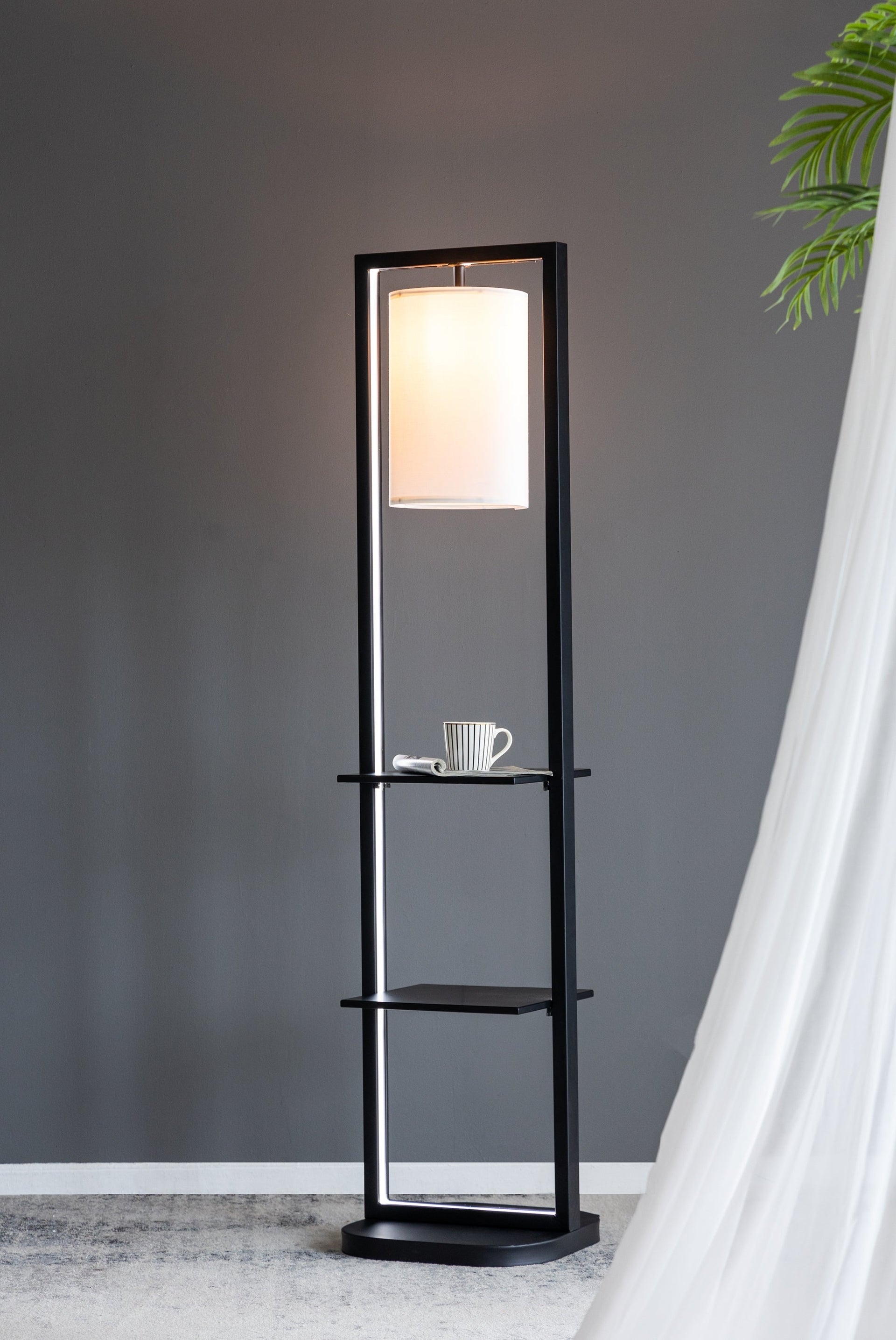 16.5x17x74' Two Tiered Vertical Shelving Stand with Light (Not include Bulb)