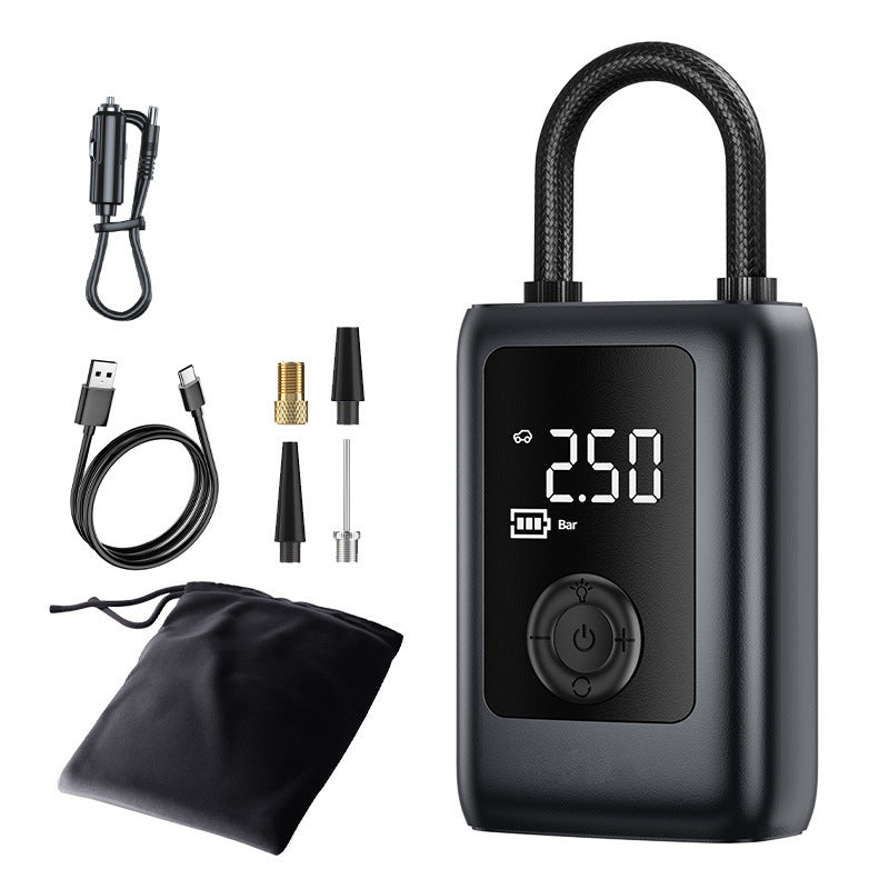 150PSI Rechargeable Electric Tire Pump with Light & LCD: for cars, bikes