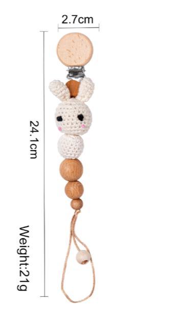 Modern Handmade Pacifier Chain Baby Teething Chains Crochet Rabbit Panda Beads Wooden Clips Wood Tiny Rod For Kids