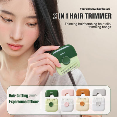 2 In 1 Hair Trimmer Bangs Trimmer Mini Manual Hair Trimmer Comb Hair Razor Comb Cutter Portable Hair Cutting Comb Haircut Tool