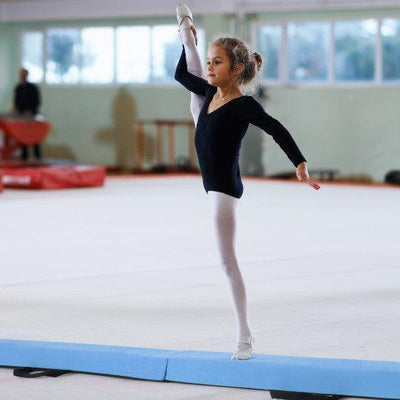 7 FT Folding Balance Beam with Removable Suede Cover and Non-slip Bottom-Navy