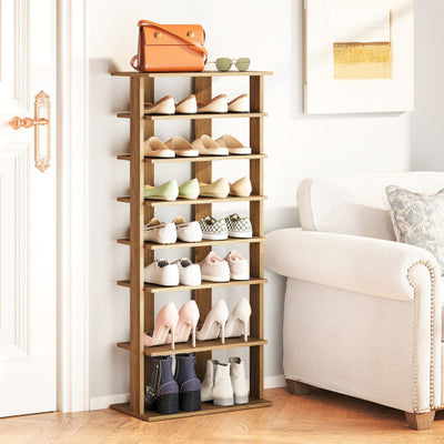 7 Tiers Patented Vertical Shoe Rack for Front Door-Natural