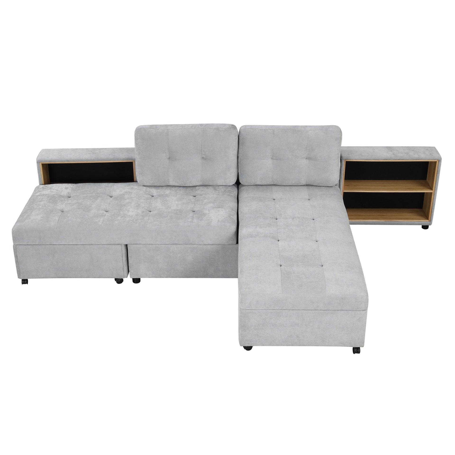 121.2' Versatile Sofa Bed Modular Sofa Free-combined Sofa with Two Storage Racks, Gray