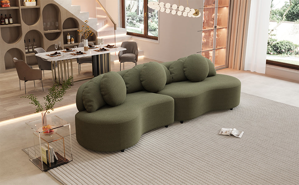 103.5' Modern Living Room Sofa Lamb Velvet Upholstered Couch Furniture for Home or Office(Old SKU:SG000860AAF),Green