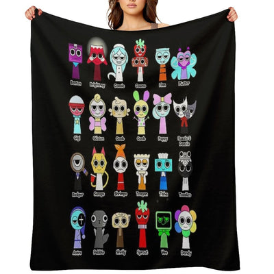 All Sprunki Phase 2 Horror Evil Scary Sprunki Boys Girls Premium Throw Blanket