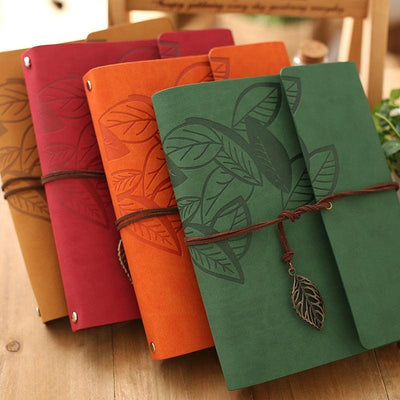 8 Inch PU Leather Vintage Antique Kraft Paper Photo Albums 30 Sheets for Baby Birthday Gifts Leaves Home Decor Young Commemorate Paper Baby Family Scrapbook Albums