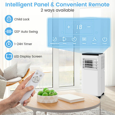 8000 BTU Portable Air Conditioner with Remote Control Cools up to 250 Sq.Ft