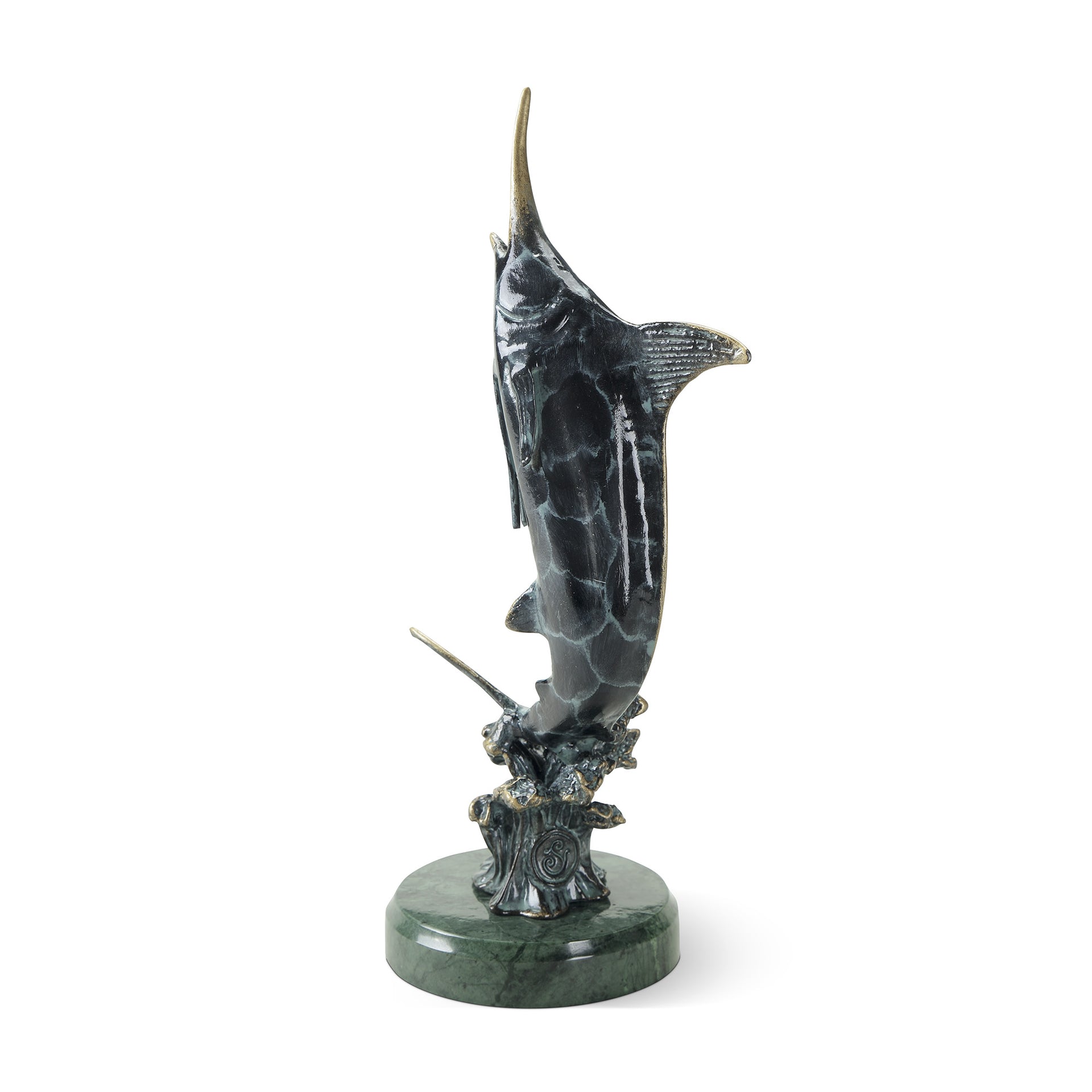 Cast Aluminum Hunting Marlin with marble base