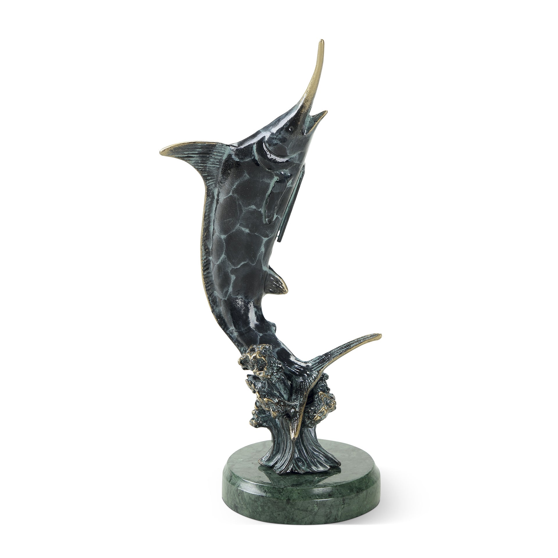 Cast Aluminum Hunting Marlin with marble base