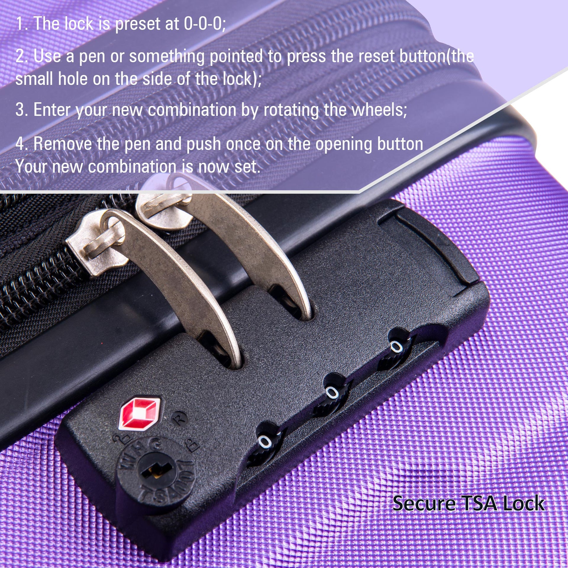Expanable Spinner Wheel 2 Piece Luggage Set ABS Lightweight Suitcase with TSA Lock 20inch+28inch Purple + Plastic