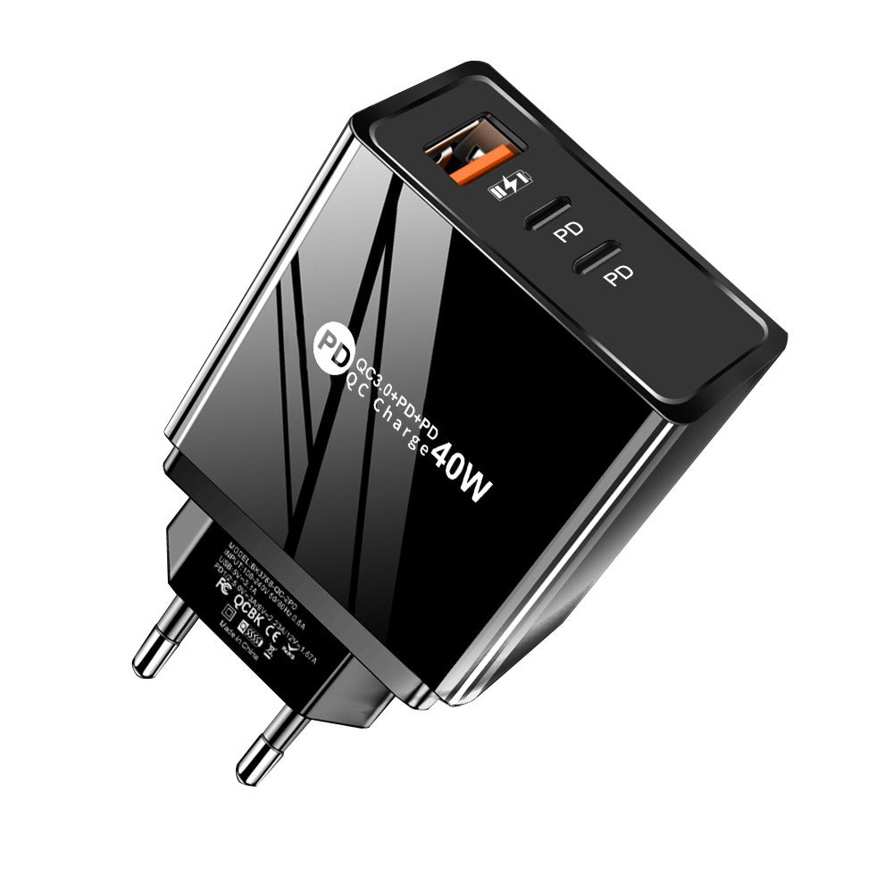 USB+2PD Type-C mobile phone charger LED with light travel charging head