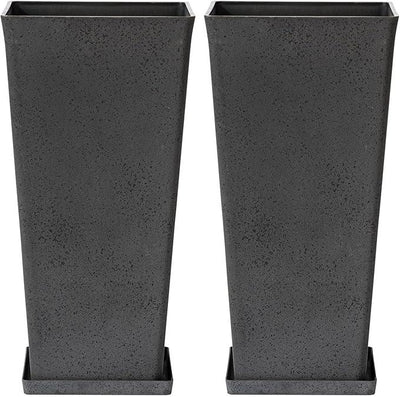 LA JOLIE MUSE 30 Inch Tall Planters for Outdoor Plants, 2 Sets Concrete Grey, Tall Outdoor Planters, Modern Square Outdoor Planters, Tall Large Planters for Front Door, Patio and Deck
