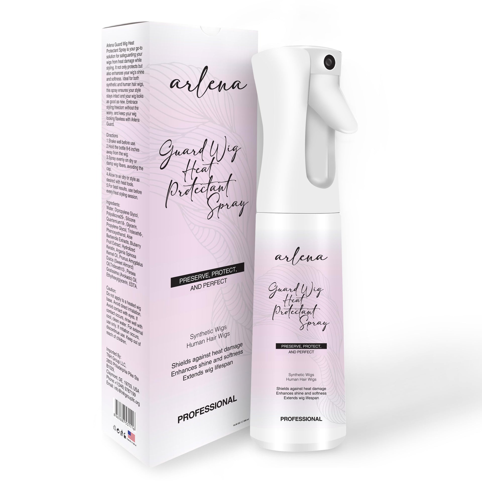 ARLENA Guard Wig Heat Protectant Spray - 10.5 oz - Shields Synthetic & Human Hair Wigs Against Heat Damage, Enhances Shine & Softness, Made in USA with Keratin, Argan Oil, Almond & Avocado Oils