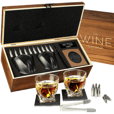 Luxurious Bar Gift Set - 2 Whiskey Glasses + 10 Bullets