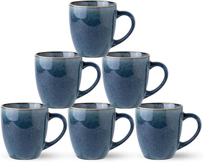 GBHOME Ceramic Coffee Mugs Set of 6, 12oz Stoneware Coffee Mugs Set For Dad Mom Women MEN, Light Weight Ceramic Coffee Cups for Latte/Tea/Beer/Hot Cocoa, Dishwasher & Microwave Safe