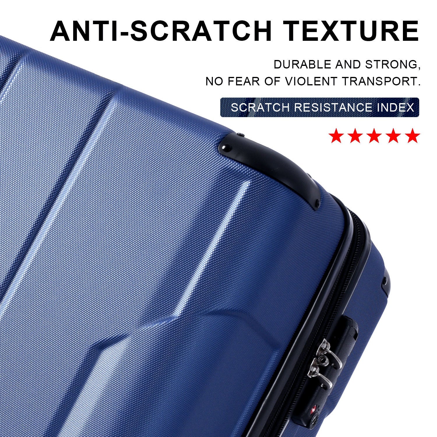 Luggage Sets 3 Piece, Expandable Hard shell ABS Suitcases with Double Spinner, Travel luggage Set with TSA Lock (20/24/28inch, Blue)