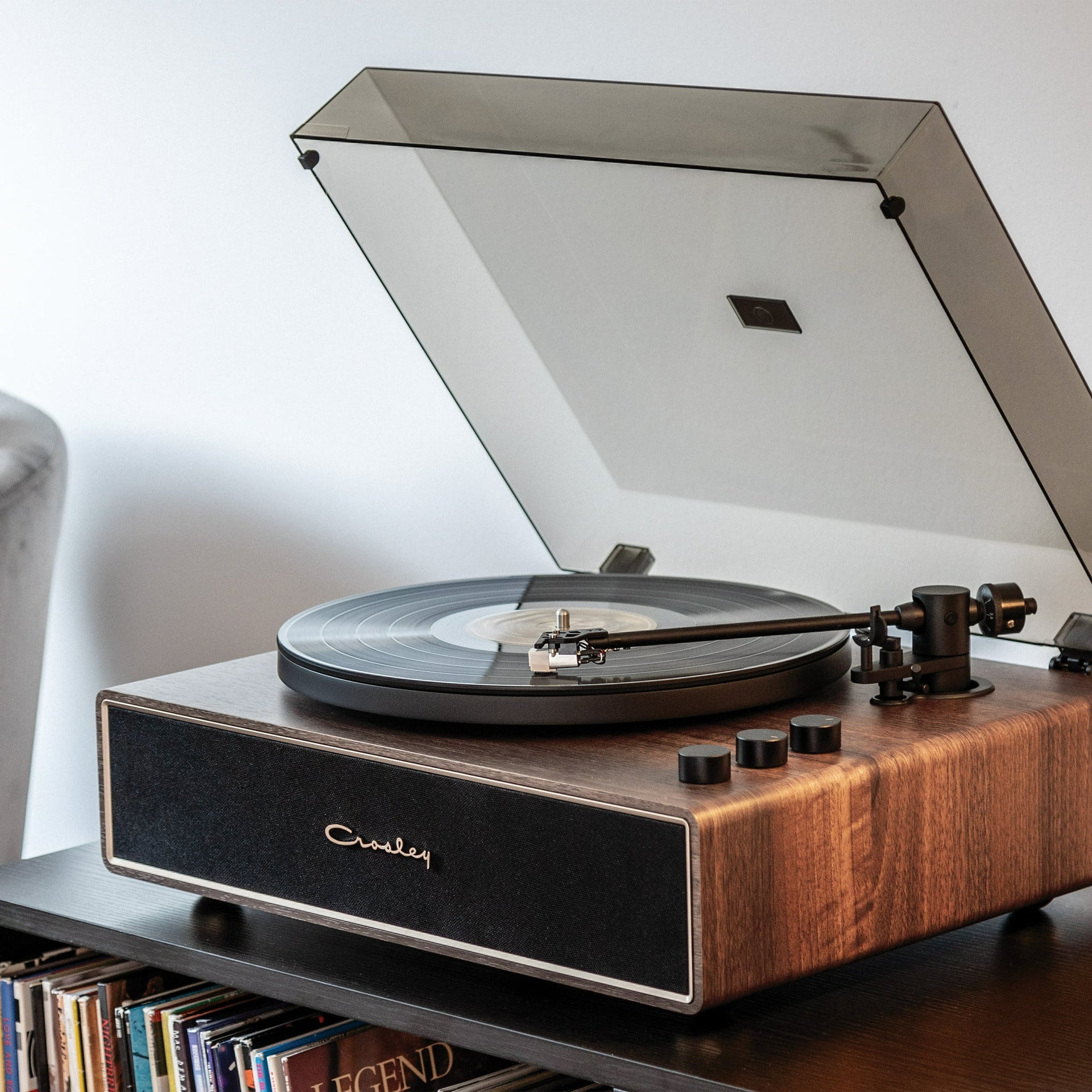 Crosley Stave Record Player - Walnut/Gold