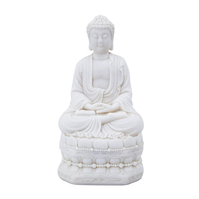 5.5x4.7x11.8' White Sitting Buddha Figure