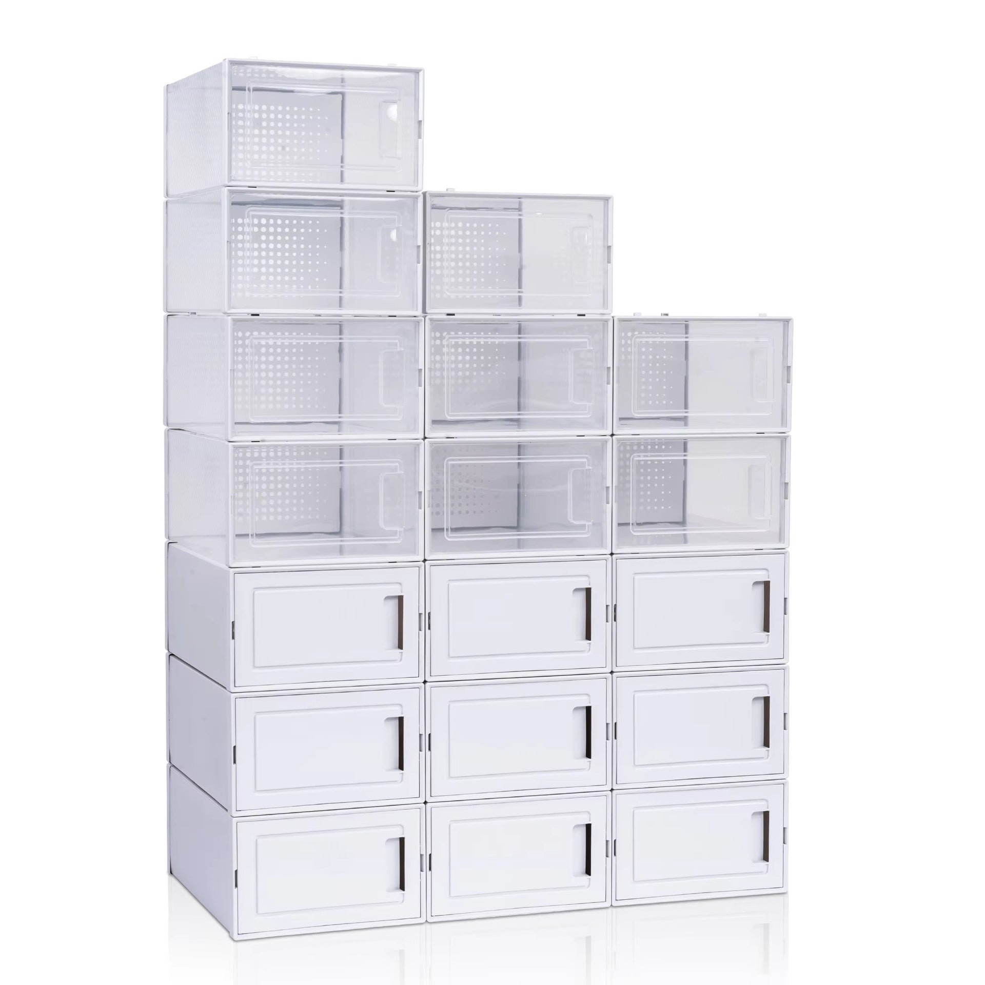 Pack Of 18PCS Moisture-Proof And Dust-Proof Simplicity White Plastic Transparent Thickened Shoe Storage Boxes