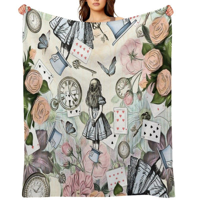 Alice In Wonderland Collage Throw Blanket