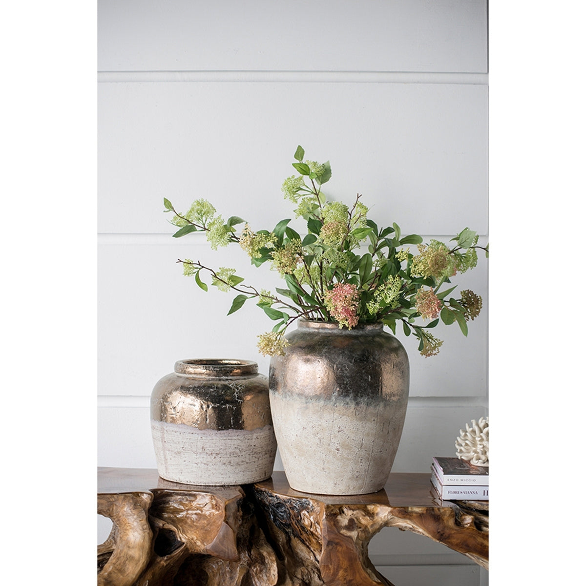 13x13x11' Round Sienna Brown Ceramic Accent Vase