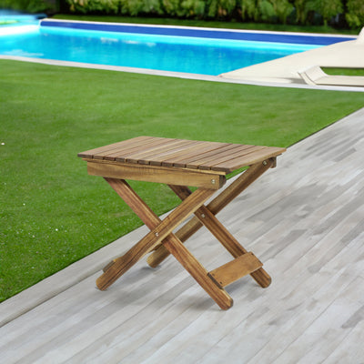 Outdoor Folding Wooden Side Table, Natural, 15